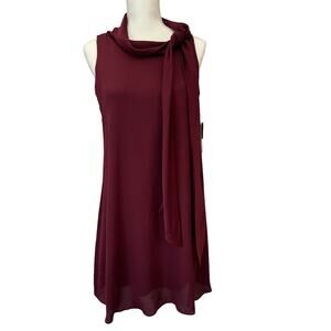 SIGNATURE BY ROBBIE B Burgundy Neck Tie Dress Size 8P